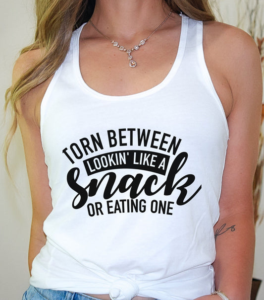 Funny Women's Racerback Tank - Torn Between Snack or Eating One