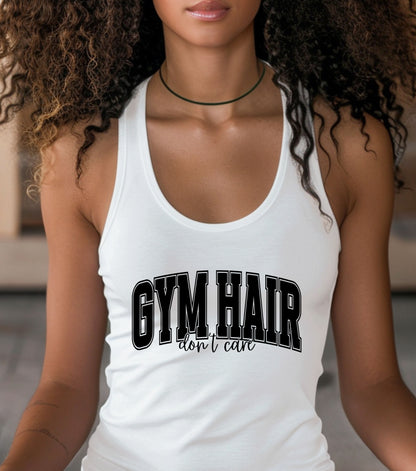 Gym Hair Don't Care Racerback Tank Top for Active Women